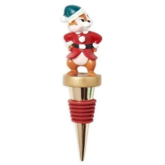Disney Chip 'n Dale Holiday Christmas Themed 2 Gold Bottle Stopper Set - Picture 4 of 9